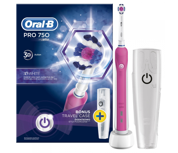 Oral-B Pro 750 Pink + Pasta do zębów - 498249 - zdjęcie 3