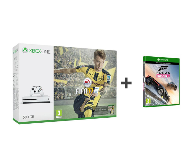 Microsoft Xbox ONE S 500GB+FIFA 17+FORZA H3+6M Gold+1M EA - 326674 - zdjęcie
