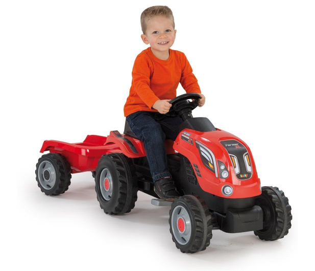 Smoby Traktor na pedały XL z przyczepą czerwony - 349283 - zdjęcie 2
