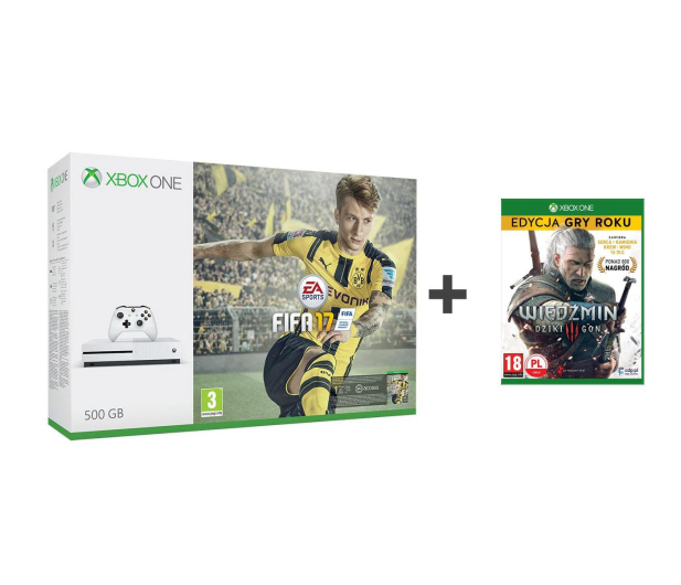 Microsoft Xbox ONE S 500GB+FIFA 17+Wiedźmin 3 GOTY+6M GOLD - 359582 - zdjęcie