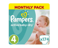 Pampers Active Baby Dry 4 Maxi 8-14kg 174szt Na Miesiąc - 339027 - zdjęcie 1