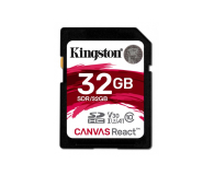 Kingston 32GB SDHC Canvas React 100MB/s C10 UHS-I U3 V30 - 415525 - zdjęcie 1