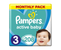 Pampers Active Baby Dry 3 Midi 6-10kg 208szt + Chusteczki - 499777 - zdjęcie 2