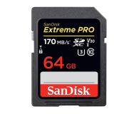 SanDisk 64GB Extreme Pro 170/90 MB/s U3 V30 (odczyt/zapis) - 494795 - zdjęcie 1