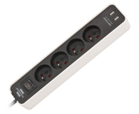 Brennenstuhl Ecolor - 4 gniazda, 2x USB, 1.5m, biało-czarna - 603875 - zdjęcie 1