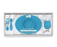 EZPZ Komplet naczyń silikonowych First Foods Set niebieski - 1034380 - zdjęcie 3