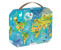 Janod Puzzle w walizce Mapa świata 100 elementów - 1040514 - zdjęcie 1