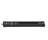Brennenstuhl Premium-Line - 6 gniazd, 2x USB, 3m czarna 60.000A - 1199738 - zdjęcie 1
