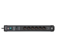 Brennenstuhl Premium-Line - 6 gniazd, 2x USB, 3m czarna 60.000A - 1199738 - zdjęcie 2
