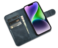 iCarer Wallet Case Oil Wax do iPhone 14 Plus (Anti-RFID) niebieski - 1201102 - zdjęcie 2
