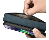 iCarer Wallet Case Oil Wax do iPhone 14 Plus (Anti-RFID) niebieski - 1201102 - zdjęcie 5