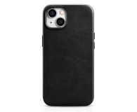 iCarer Premium Leather Case Oil Wax do iPhone 14 (MagSafe) czarny - 1201091 - zdjęcie 1