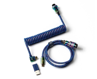 Keychron Premium Coiled Aviator Cable Rainbow Plated Blue - 1119218 - zdjęcie 1