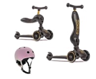 Scoot & Ride Highwaykick 1 Black & Gold LE + kask XXS-S Rose