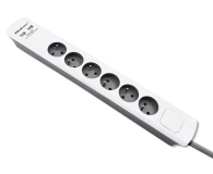 Qoltec Listwa antyprzepięciowa - 6 gniazd, 2x USB, 1.8m, biało-szar - 1122594 - zdjęcie 2