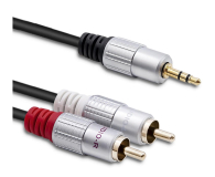 Qoltec Kabel 2x RCA / Mini Jack 3.5mm | 3m | Czarny - 1210783 - zdjęcie 1