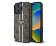 Guess 4G Printed Stripes do iPhone 16 Pro brązowy - 1279177 - zdjęcie 1